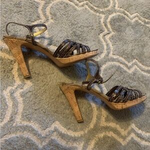 Coach Brown Strappy  Slingback High Heel Sandal 7.5 B Adorable Stylish 35